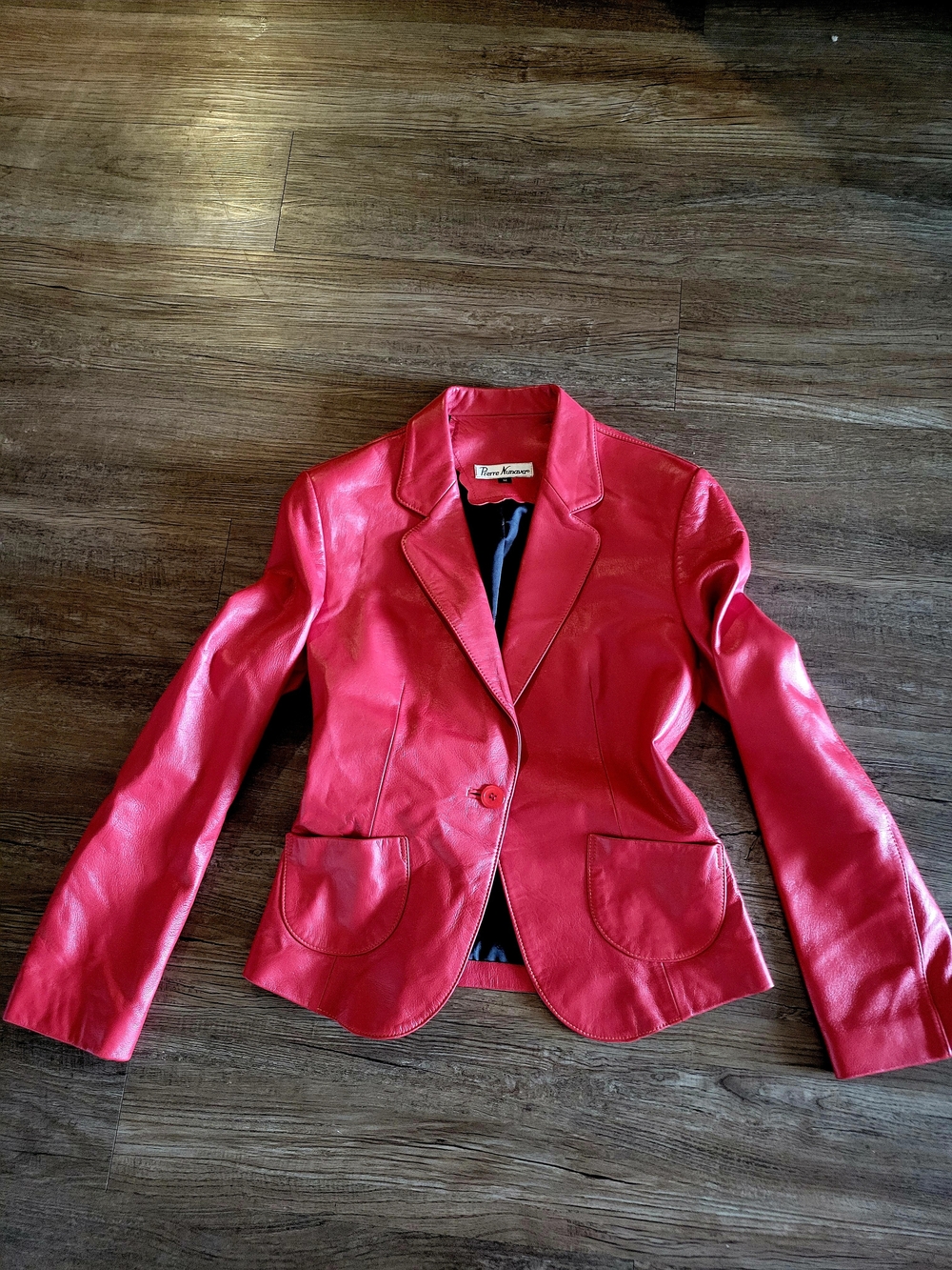 Pierre Nunava Bright Red Leather Blazer